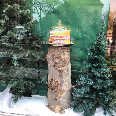 Winterwald mit Schneekugeln
